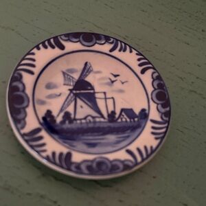 Elegant Blue and White Windmill Ceramic Plate